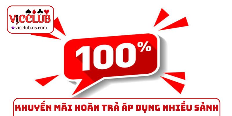 Khuyến mãi hoàn trả áp dụng cho nhiều sảnh cược