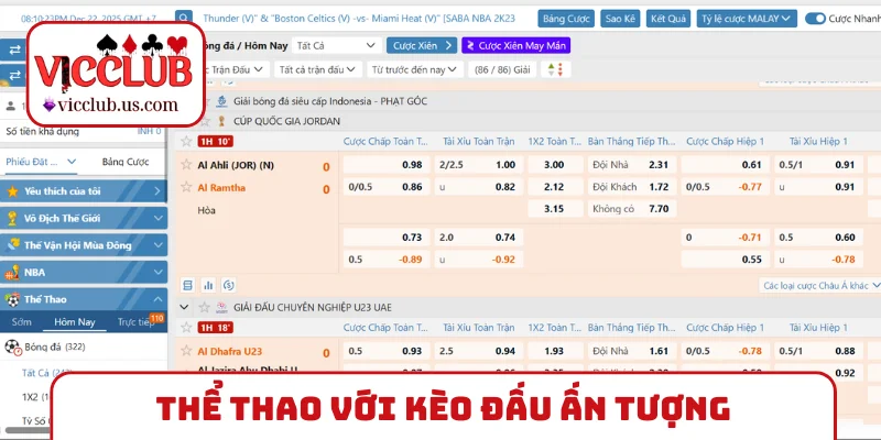Thể thao với kèo đấu ấn tượng